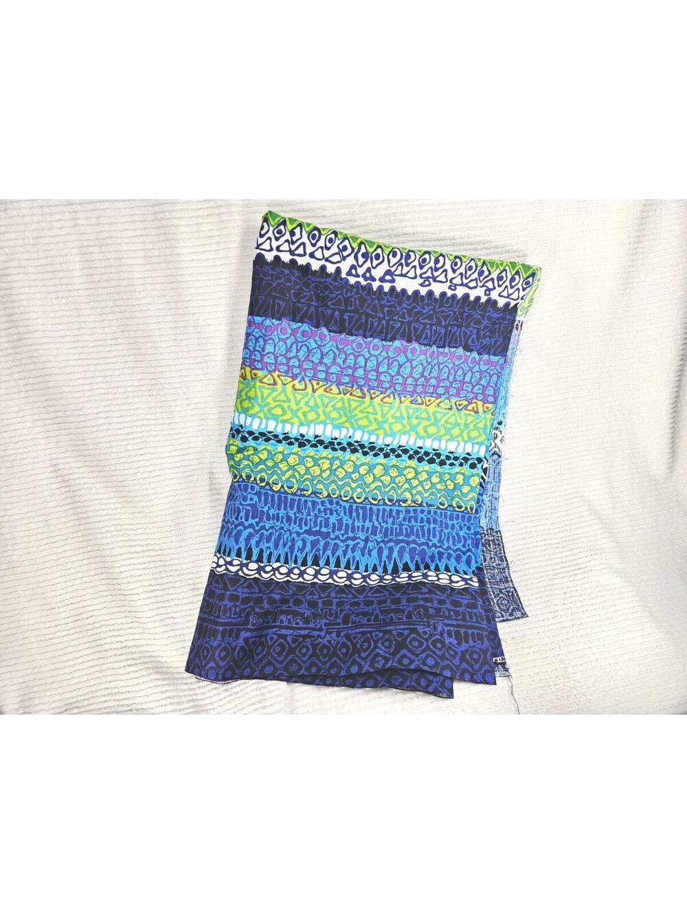 Vintage 1960s THC Hawaiian Textiles Fabric 3 Yards Uncut Green Blue Tiki Retro